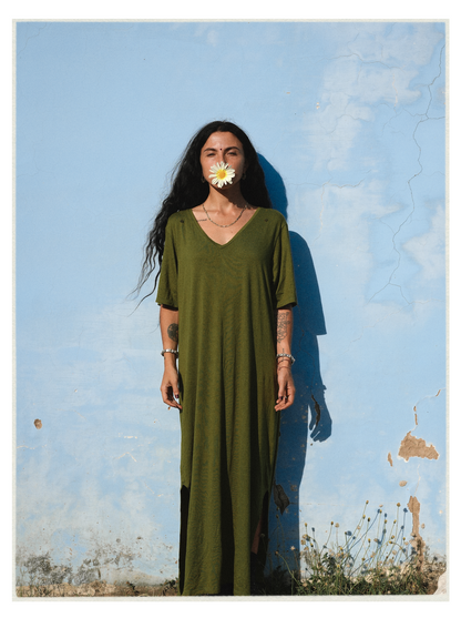 W5 – Soft Lycra Dress | V-Neck Long Dress with Hand Embroidery