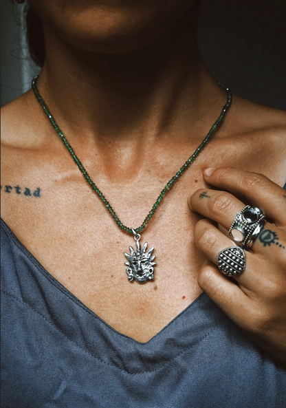 N221 – Surya 925 Silver Necklace with Peridot Choker PREORDER