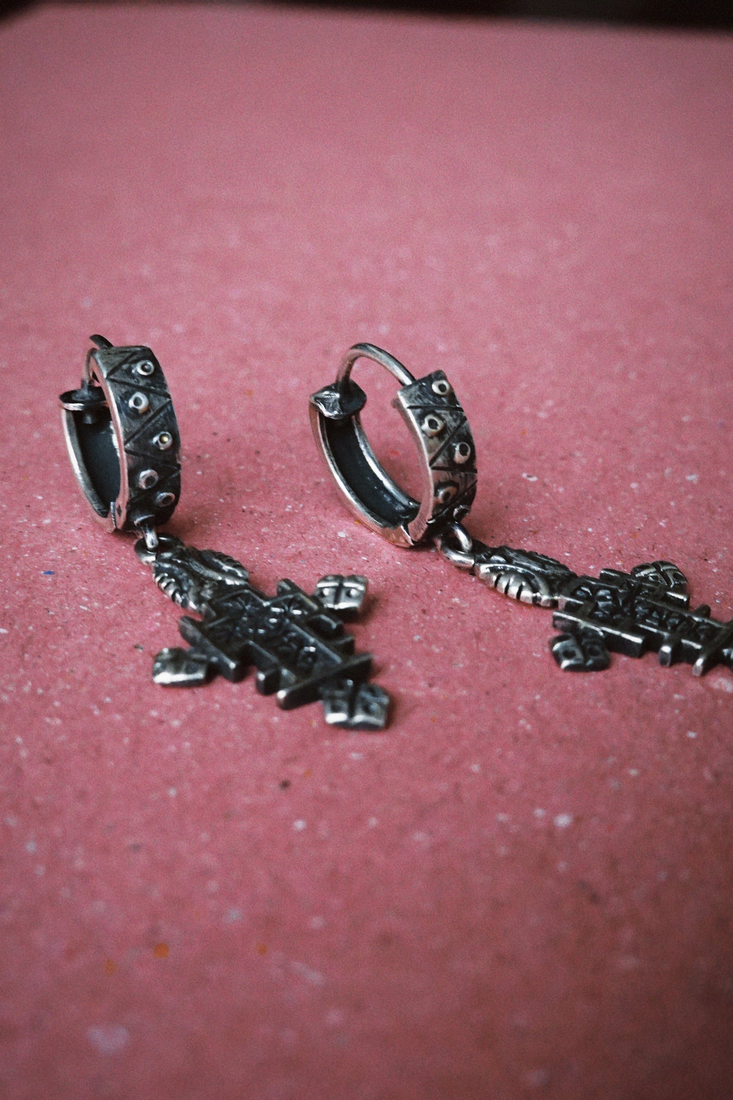N239 – Ethiopian Cross Handmade 925 Silver Earrings