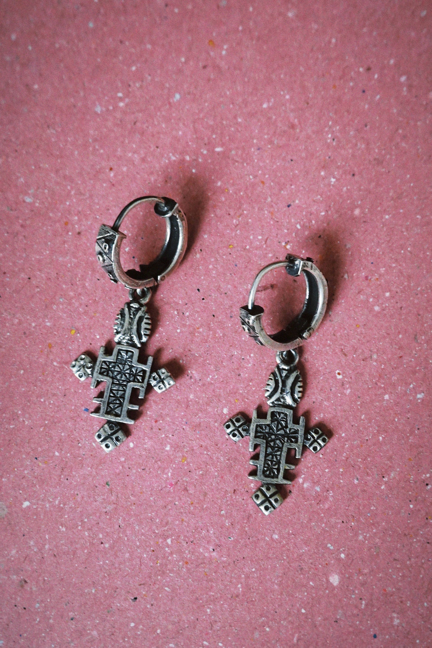 N239 – Ethiopian Cross Handmade 925 Silver Earrings