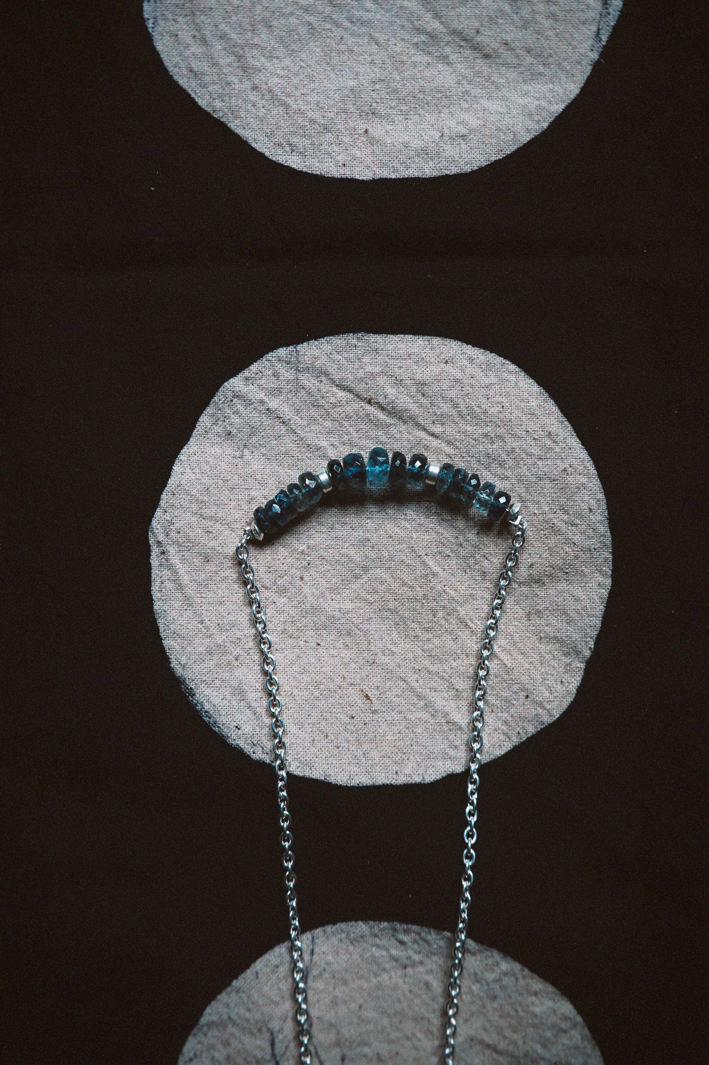 N216-Apatite & Aquamarine Beaded Choker Necklace in 925 Silver PREORDER
