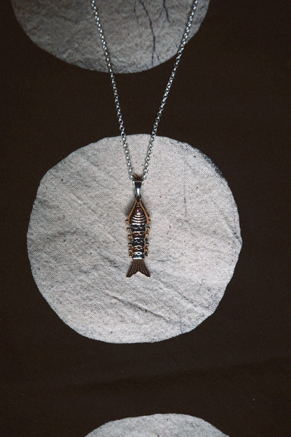 N223 – 925 Silver Matsya Fish Pendant Necklace PREORDER