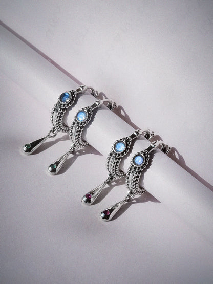 N225 – Moonstone Earrings with Micro Granulation