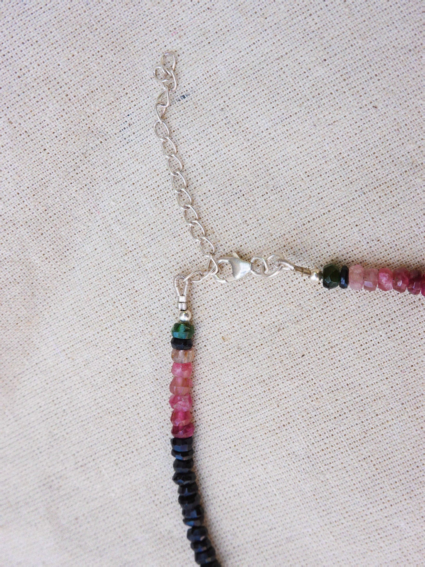 N252- Naturale Turmaline candy Necklace Silver 925