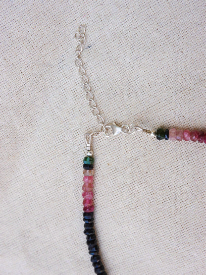 N252- Naturale Turmaline candy Necklace Silver 925