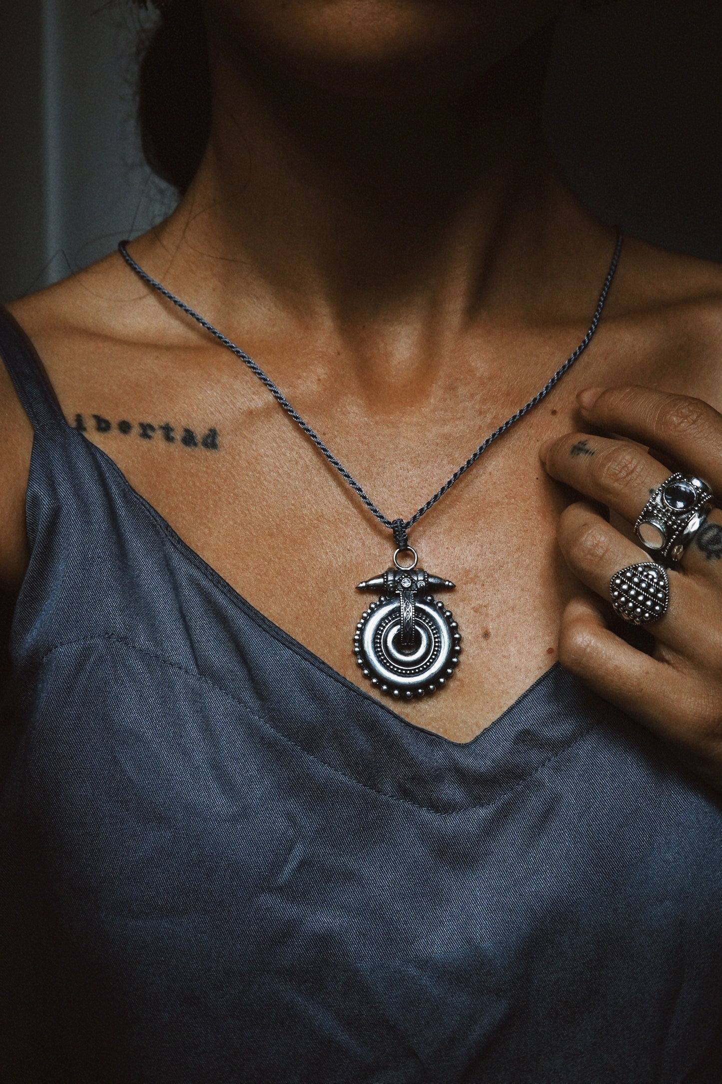 N217-Necklace inspired by traditional Akhota with Tanzanite PREORDER