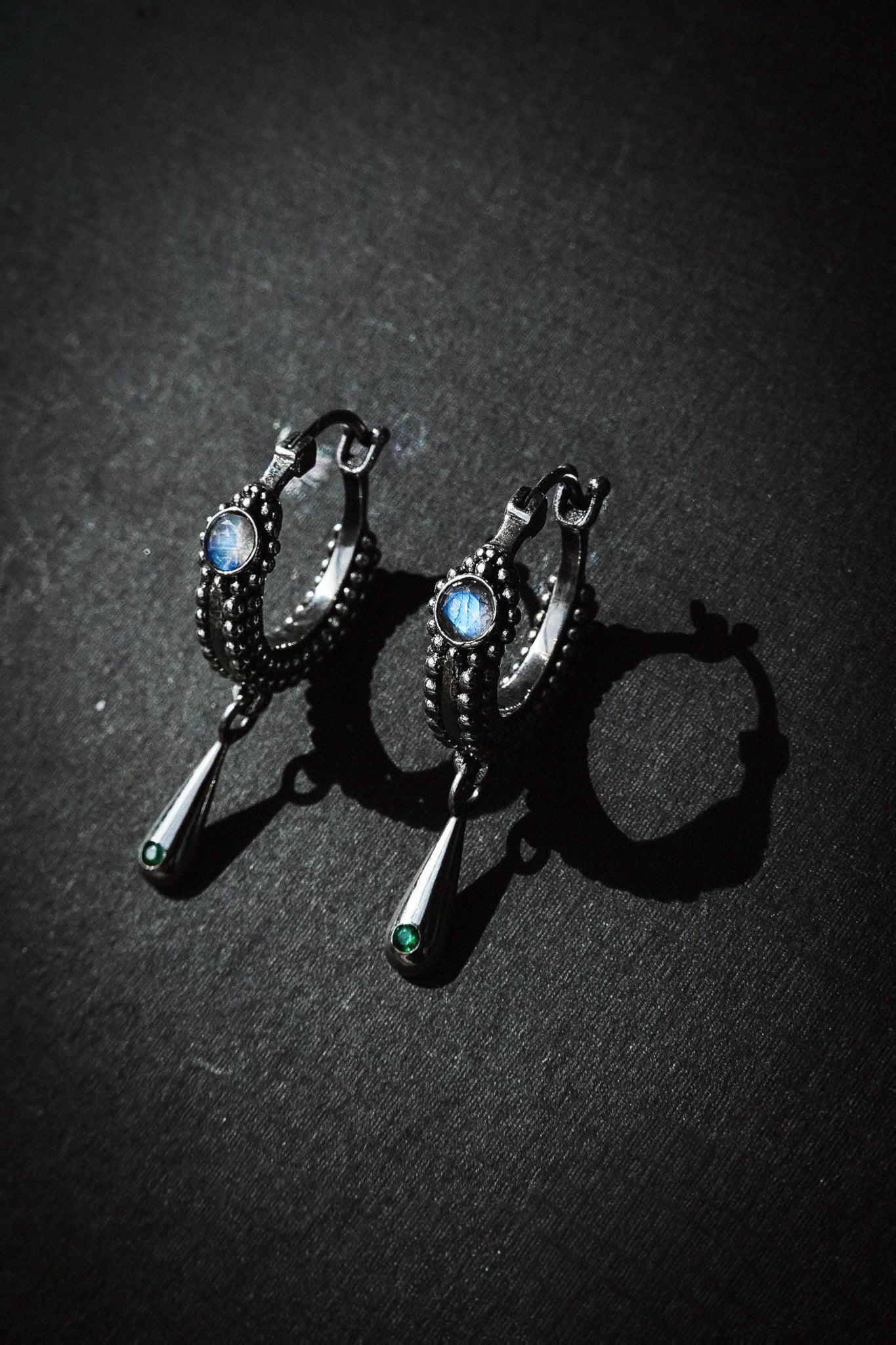 N225 – Moonstone Earrings with Micro Granulation
