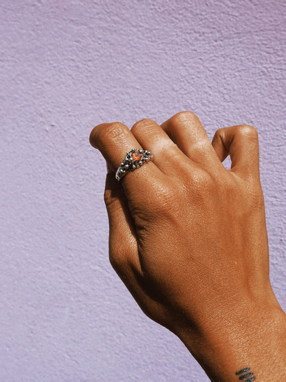 N248- Orange Garnet Silver Ring