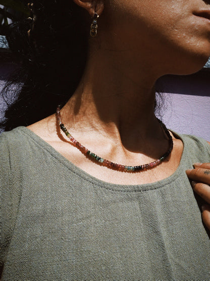 N252- Naturale Turmaline candy Necklace Silver 925