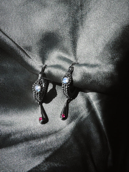 N225 – Moonstone Earrings with Micro Granulation