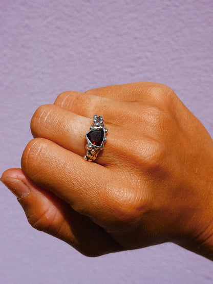 N249- Blood Red Garnet Silver Ring