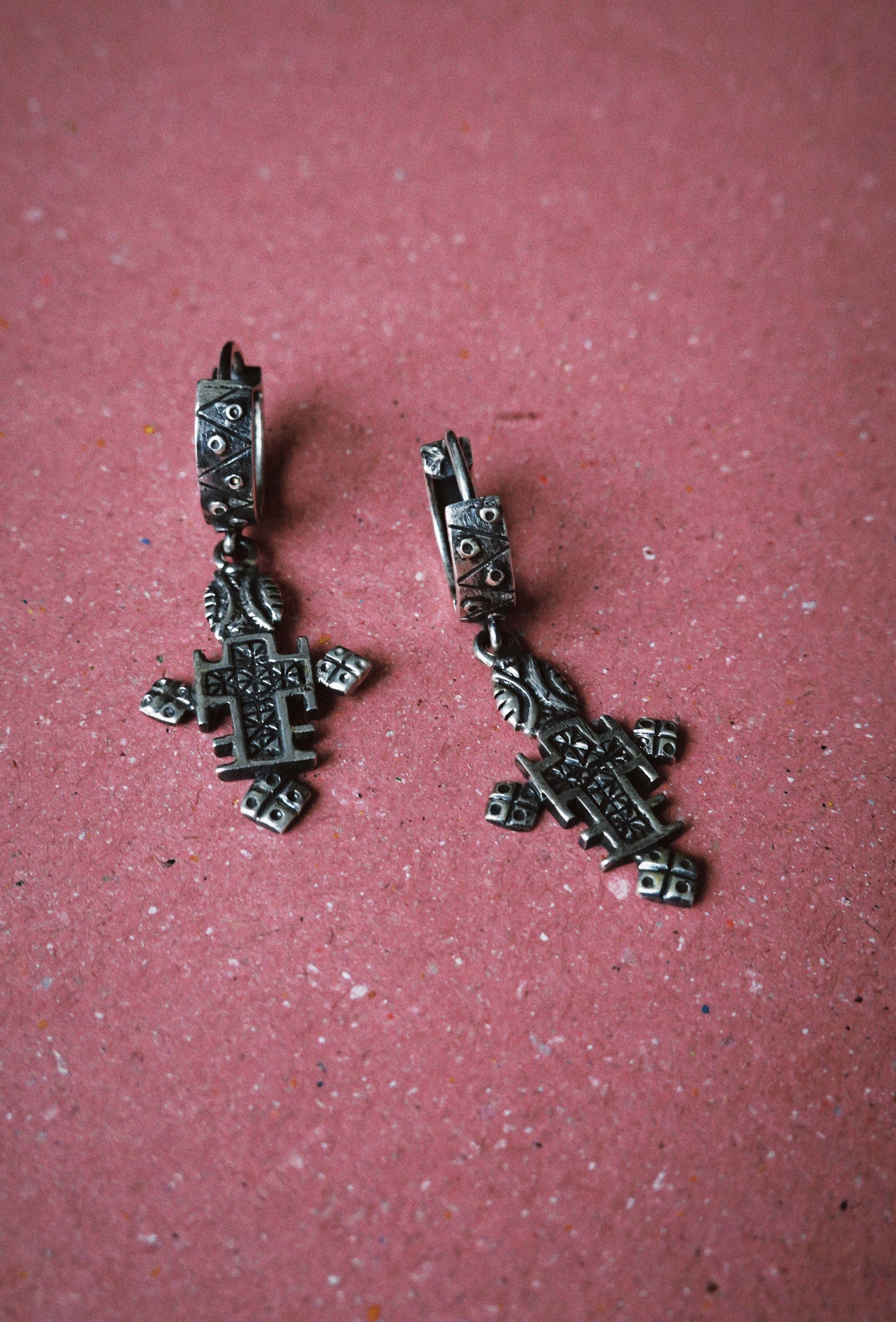 N239 – Ethiopian Cross Handmade 925 Silver Earrings