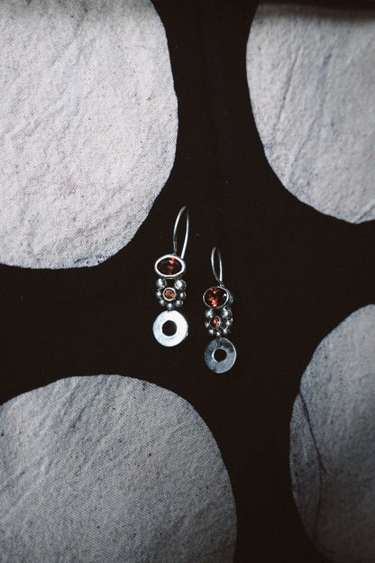 N220 – Garnet & Tourmaline Silver Earrings PREORDER