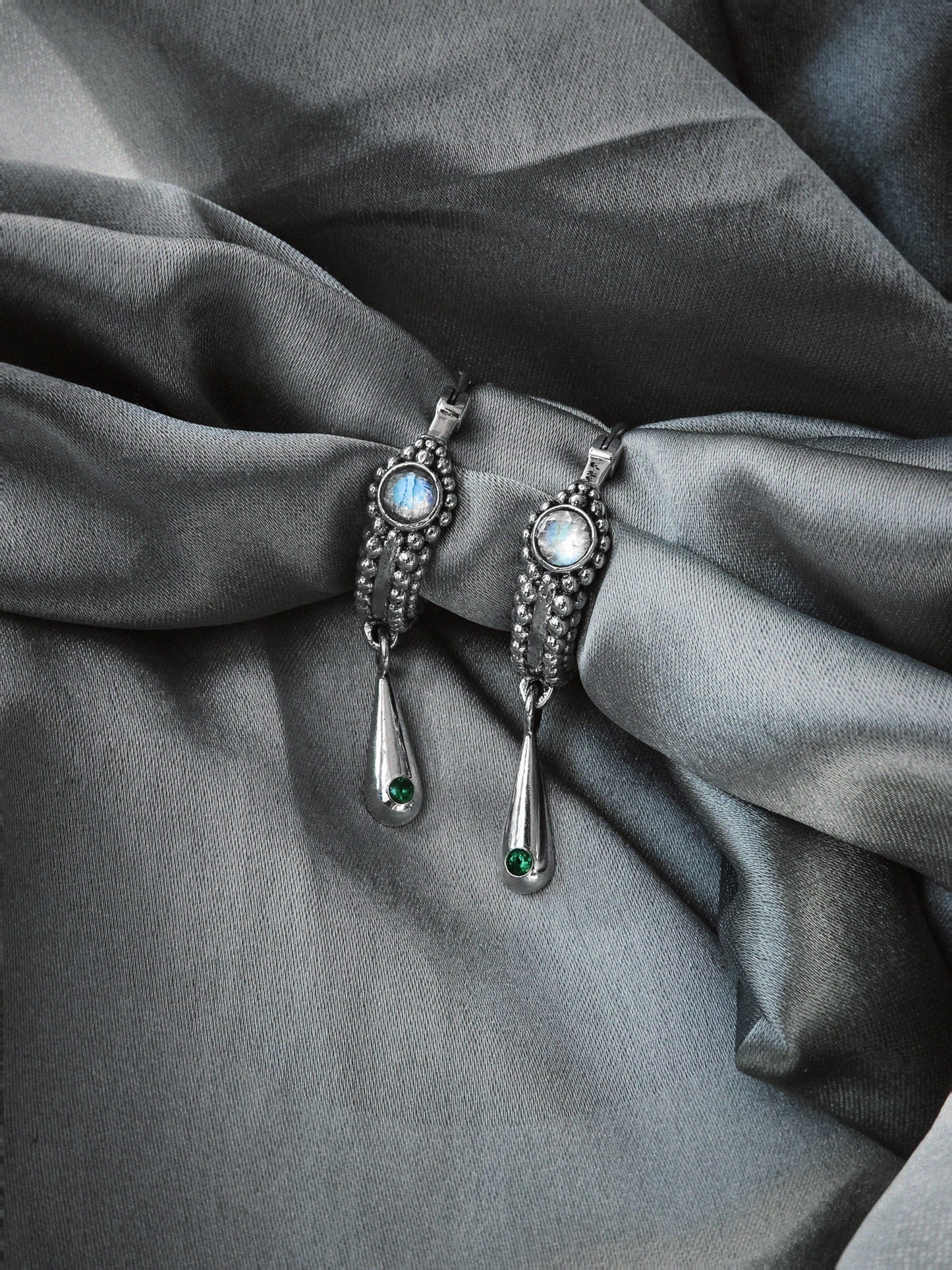 N225 – Moonstone Earrings with Micro Granulation