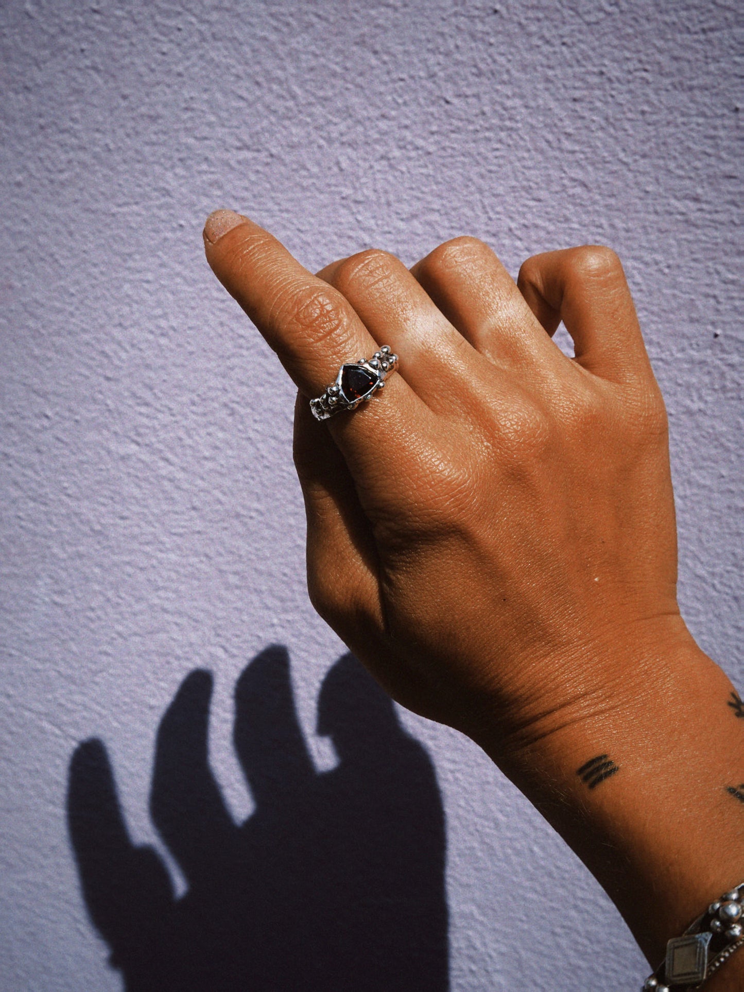 N249- Blood Red Garnet Silver Ring