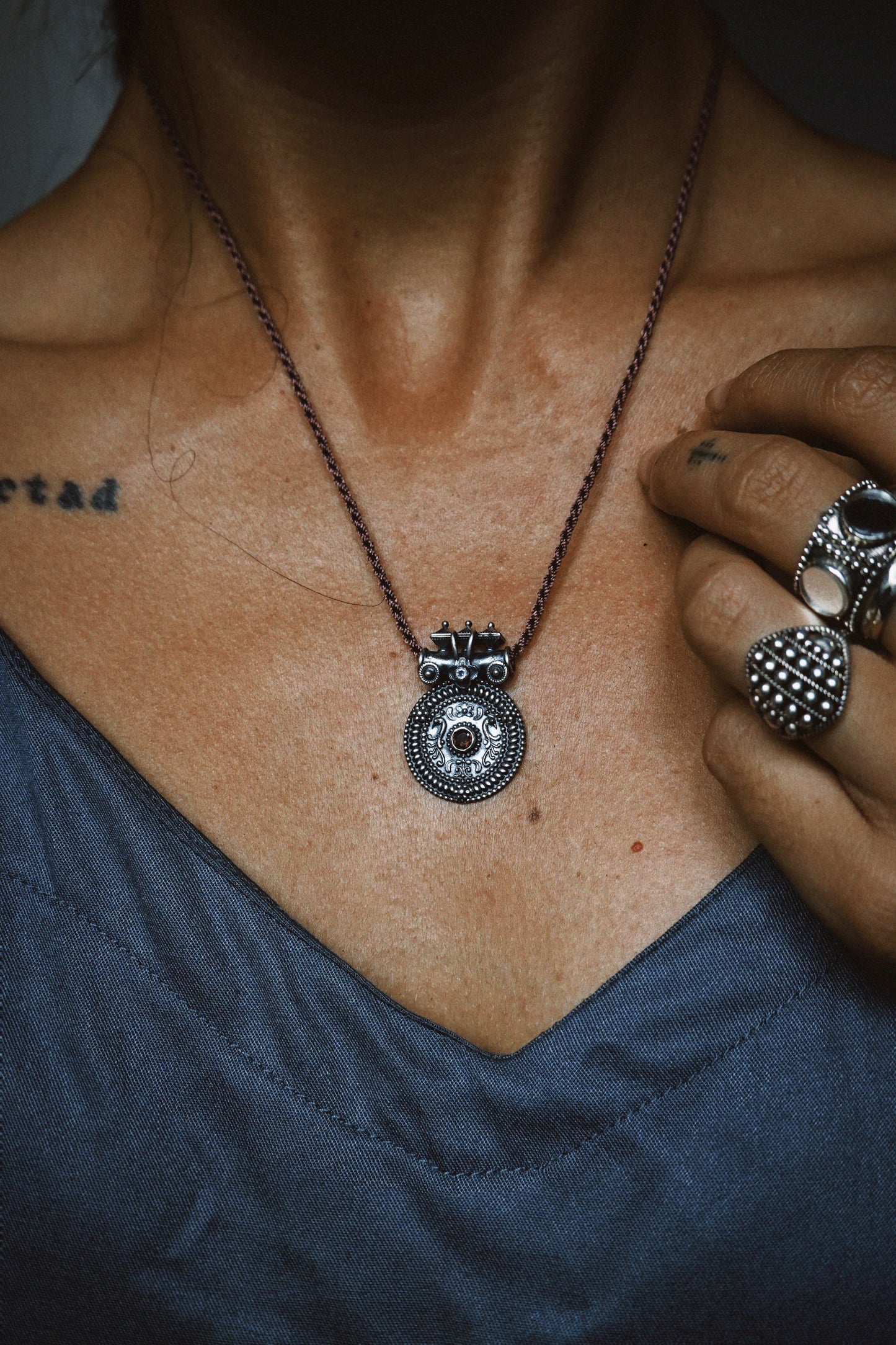 N219 -Mangal Necklace with Pink Tourmaline PREORDER