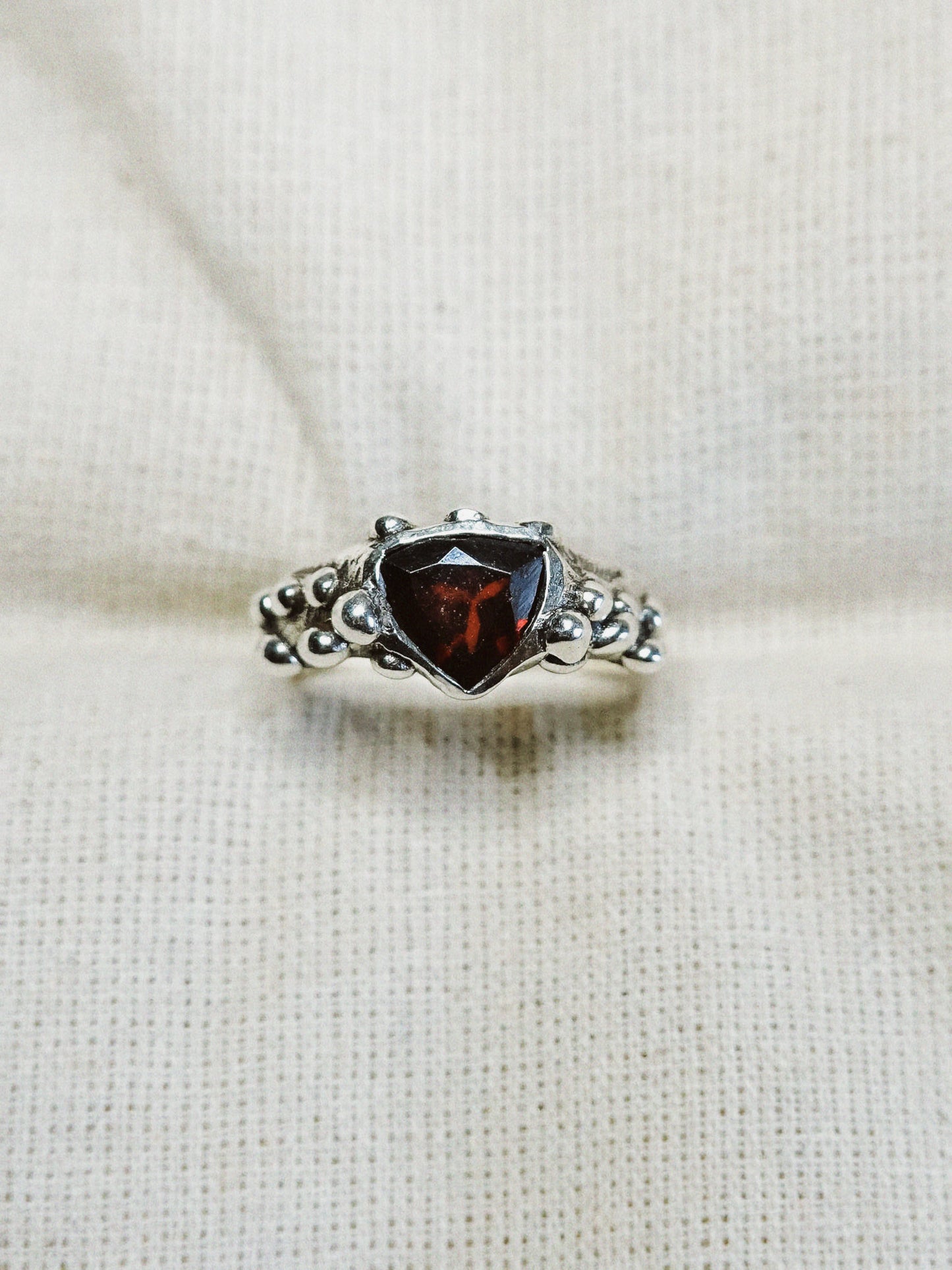 N249- Blood Red Garnet Silver Ring