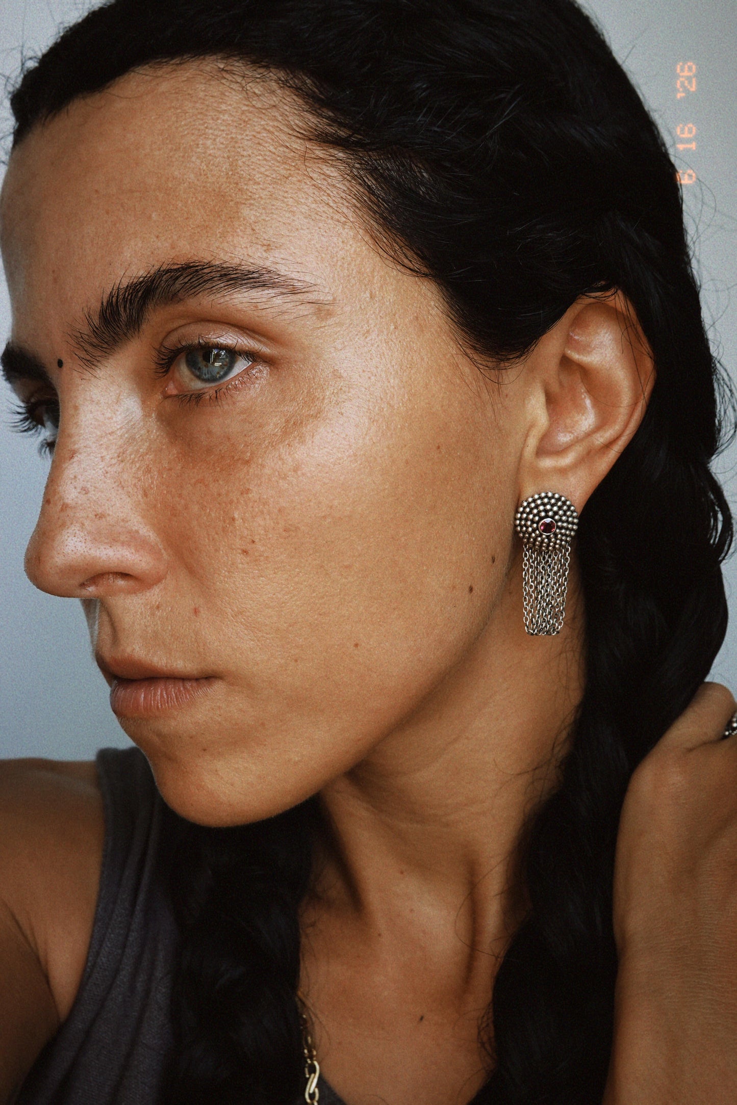 N226 – Chain & Micro Granulation Earrings
