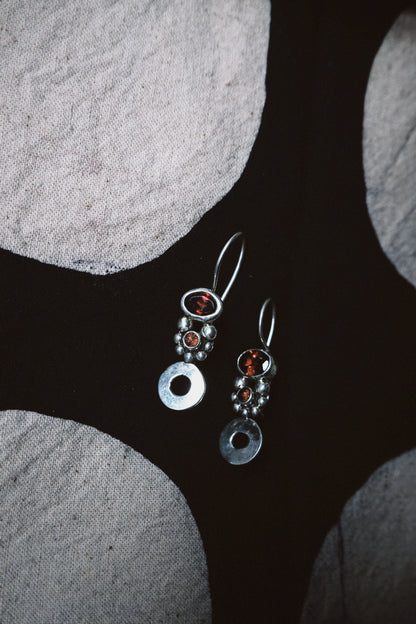 N220 – Garnet & Tourmaline Silver Earrings PREORDER