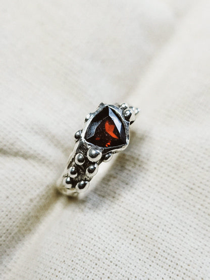 N249- Blood Red Garnet Silver Ring