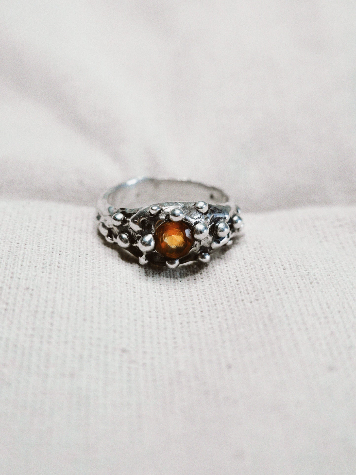N248- Orange Garnet Silver Ring
