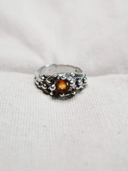 N248- Orange Garnet Silver Ring
