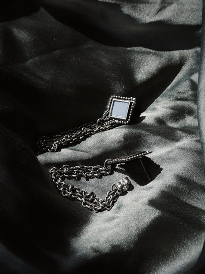 N229- Granulated Mirror Chain Earrings