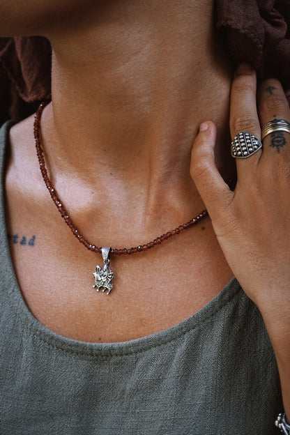 N245 – Durga Garnet Handmade Silver Choker