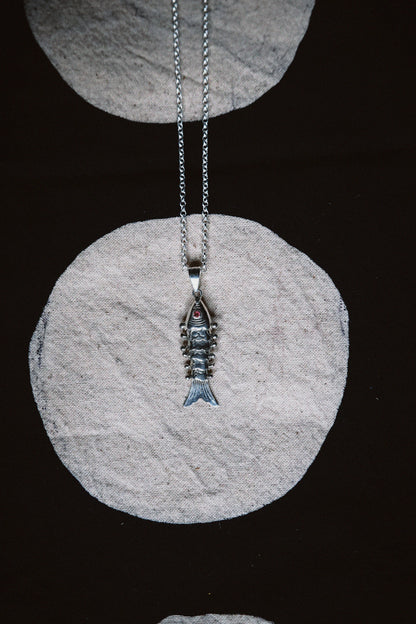 N223 – 925 Silver Matsya Fish Pendant Necklace PREORDER