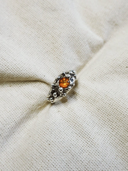 N248- Orange Garnet Silver Ring