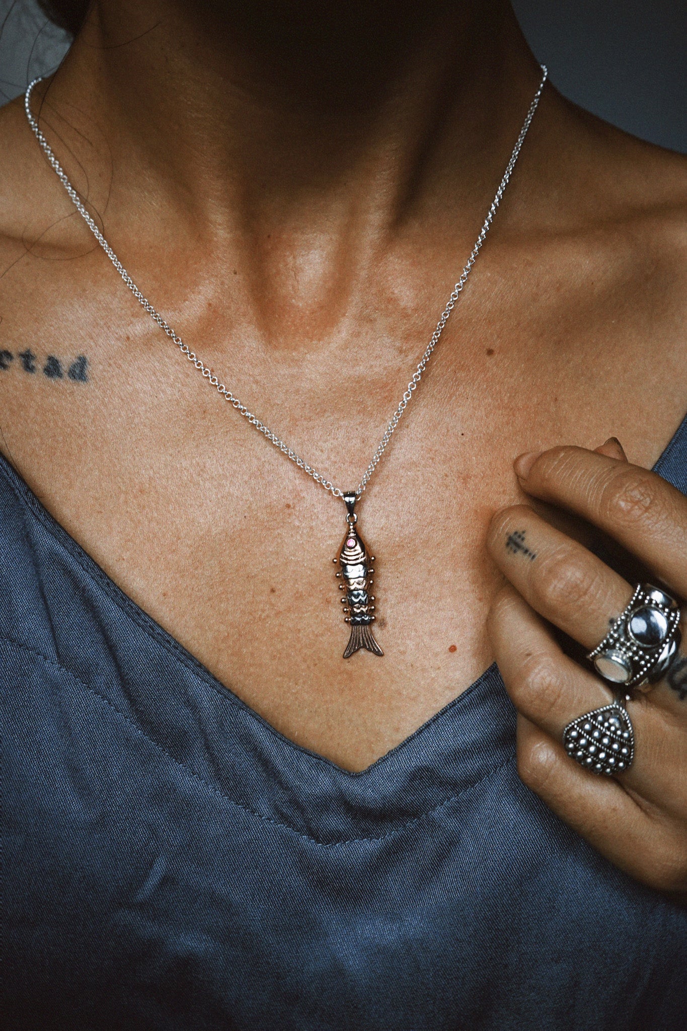 N223 – 925 Silver Matsya Fish Pendant Necklace PREORDER