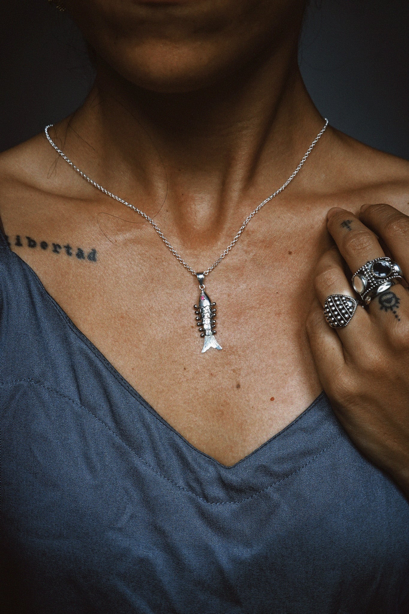 N223 – 925 Silver Matsya Fish Pendant Necklace PREORDER