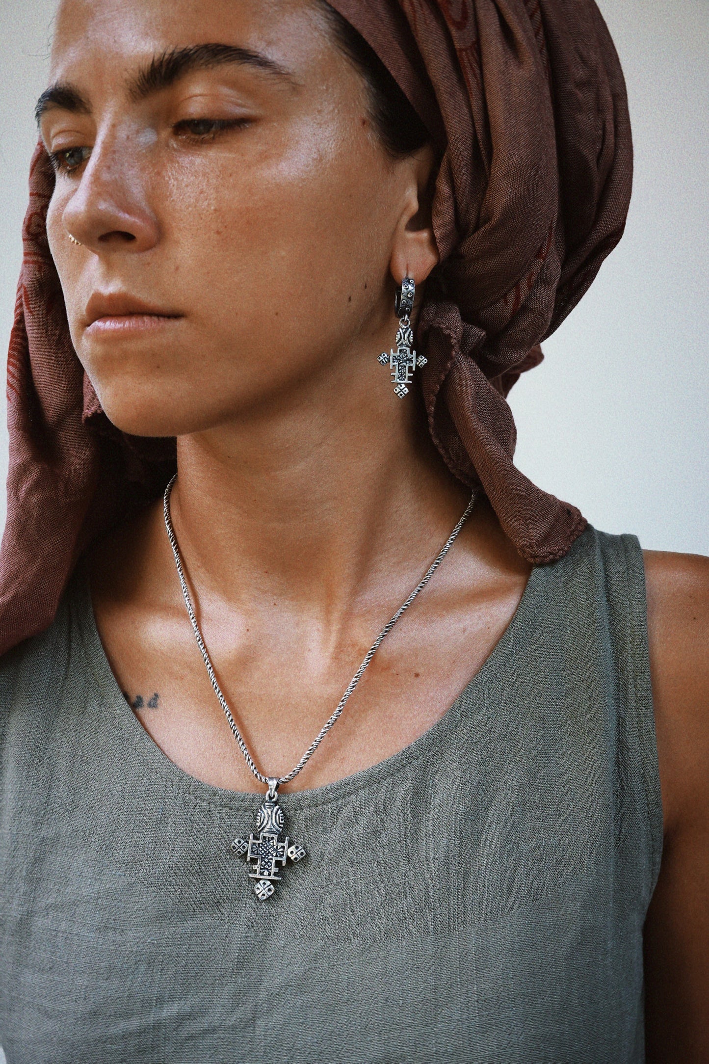 N243 – Ethiopian Cross Handmade 925 Silver Pendant