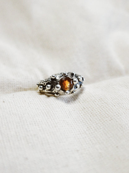 N248- Orange Garnet Silver Ring