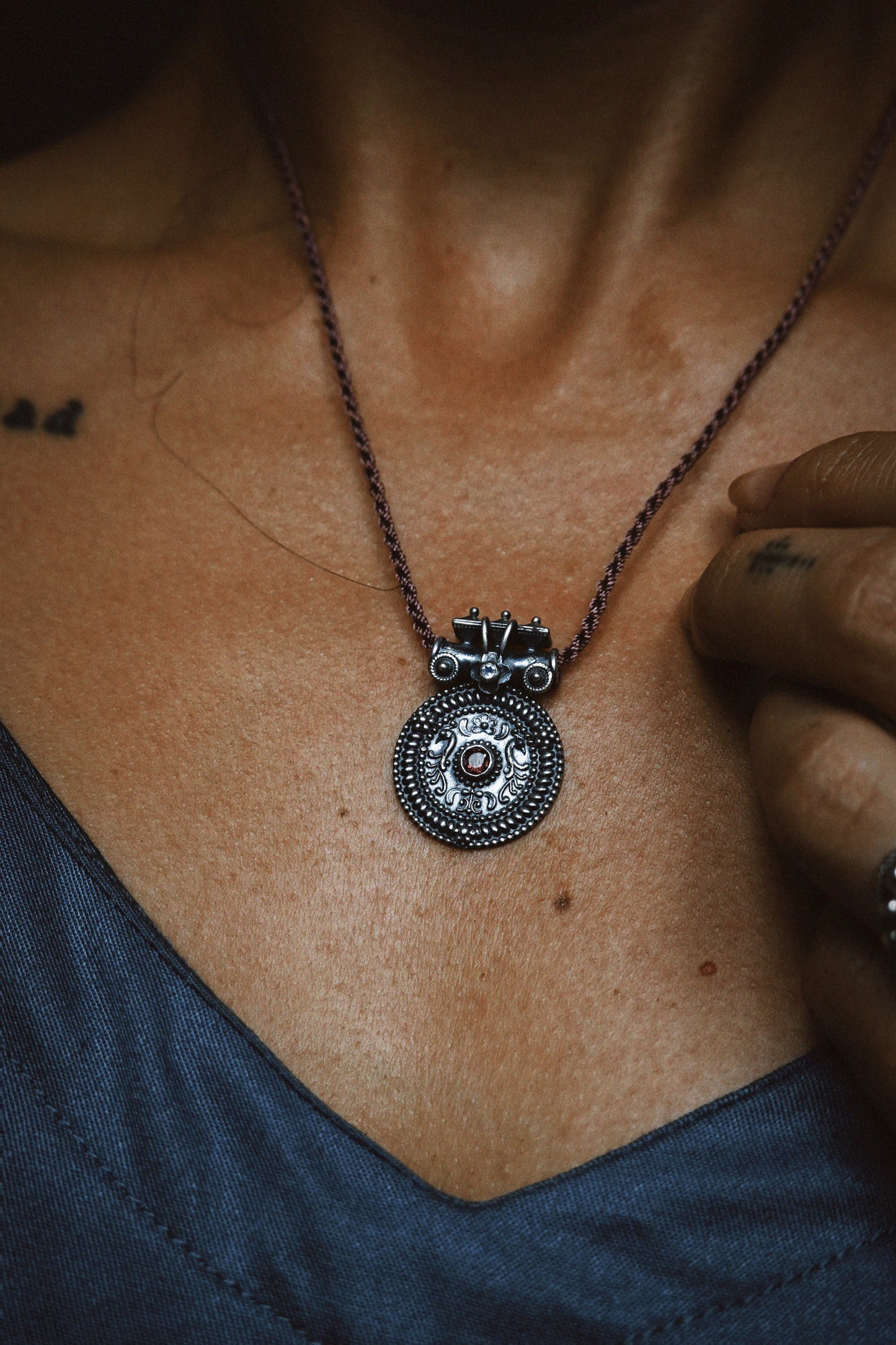 N219 -Mangal Necklace with Pink Tourmaline PREORDER