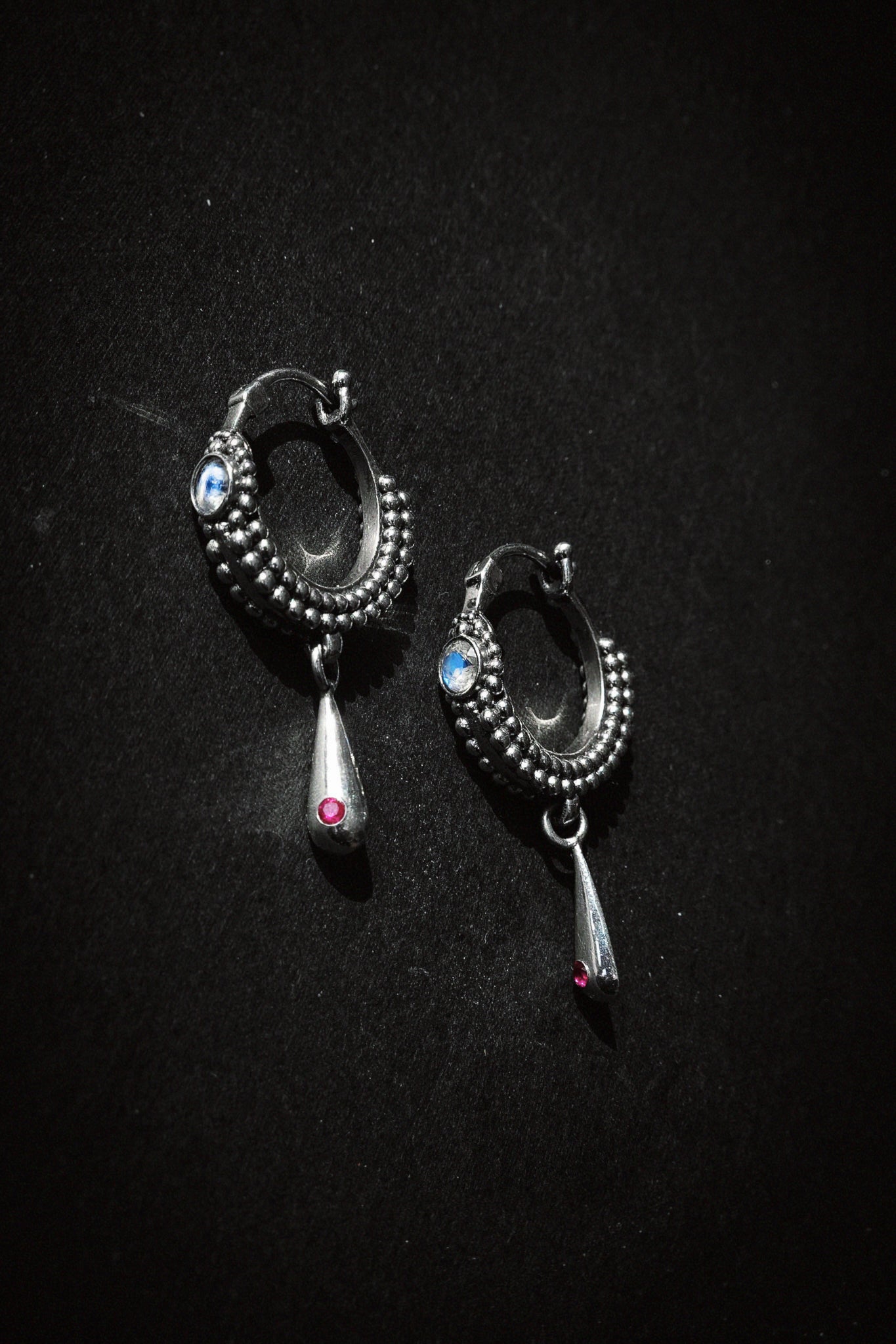 N225 – Moonstone Earrings with Micro Granulation