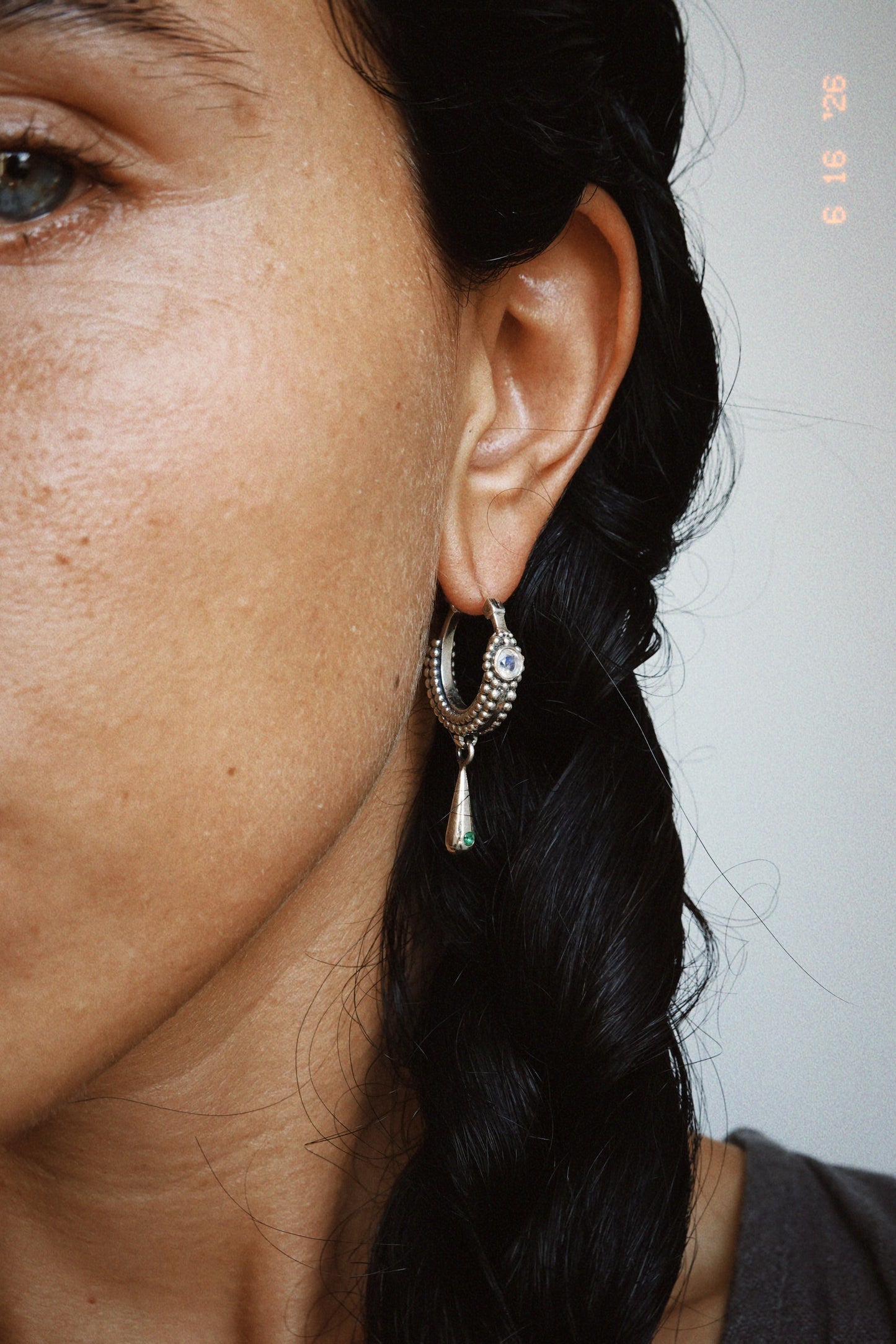 N225 – Moonstone Earrings with Micro Granulation