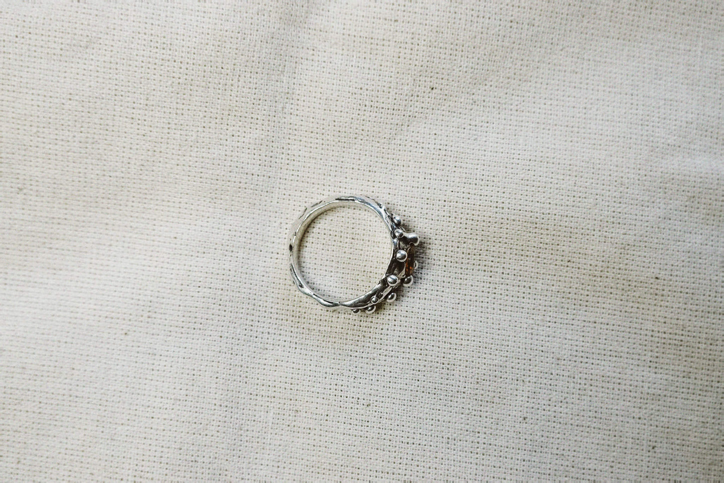 N248- Orange Garnet Silver Ring