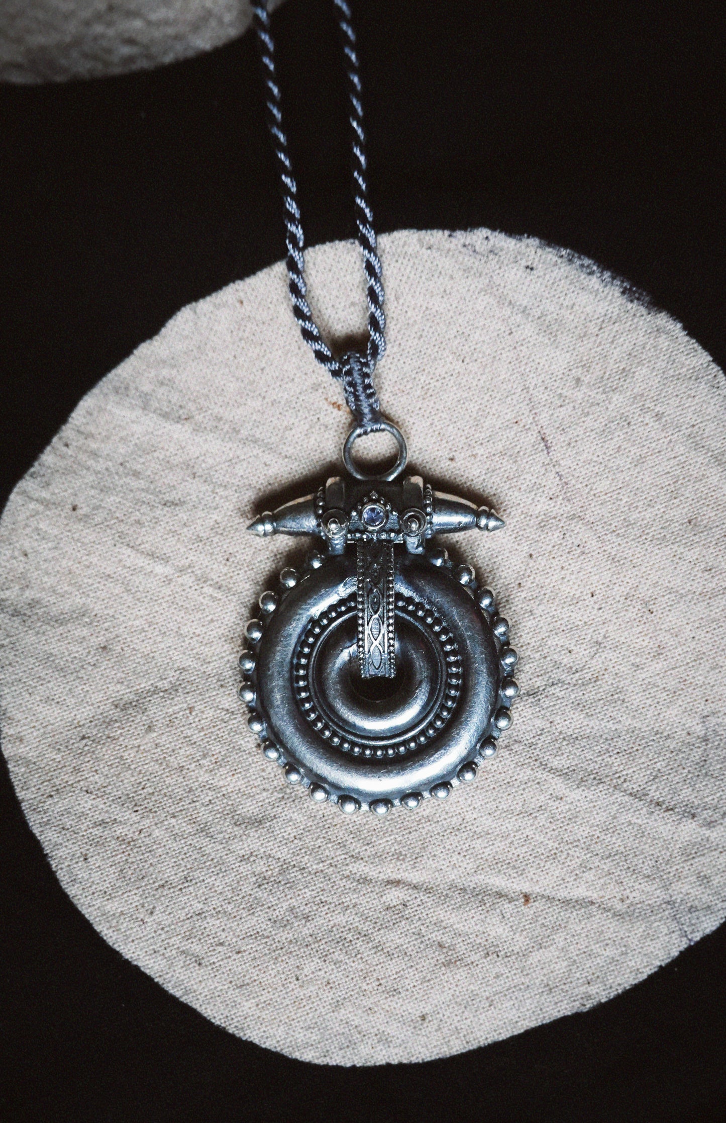 N217-Necklace inspired by traditional Akhota with Tanzanite PREORDER