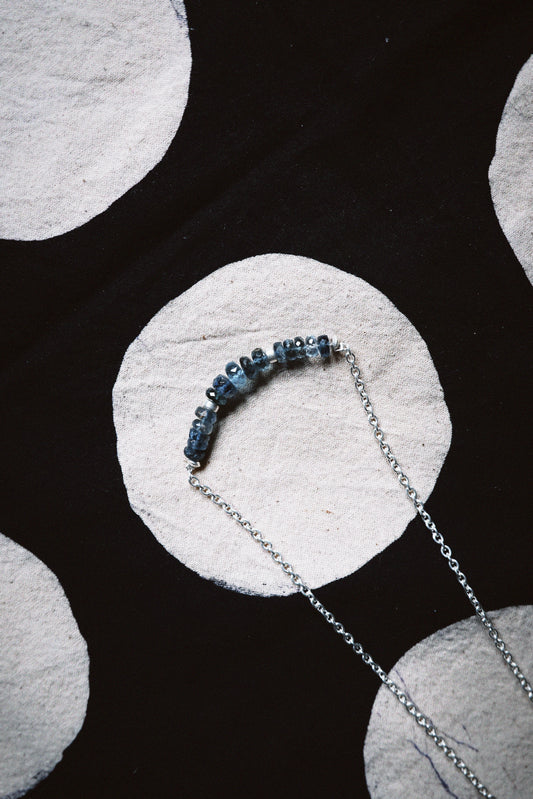 N216-Apatite & Aquamarine Beaded Choker Necklace in 925 Silver PREORDER