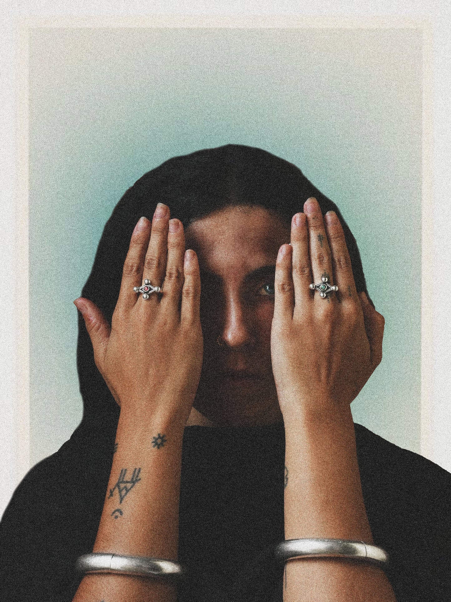 N33- Nazar Ring Tourmaline & Apatite Silver 925