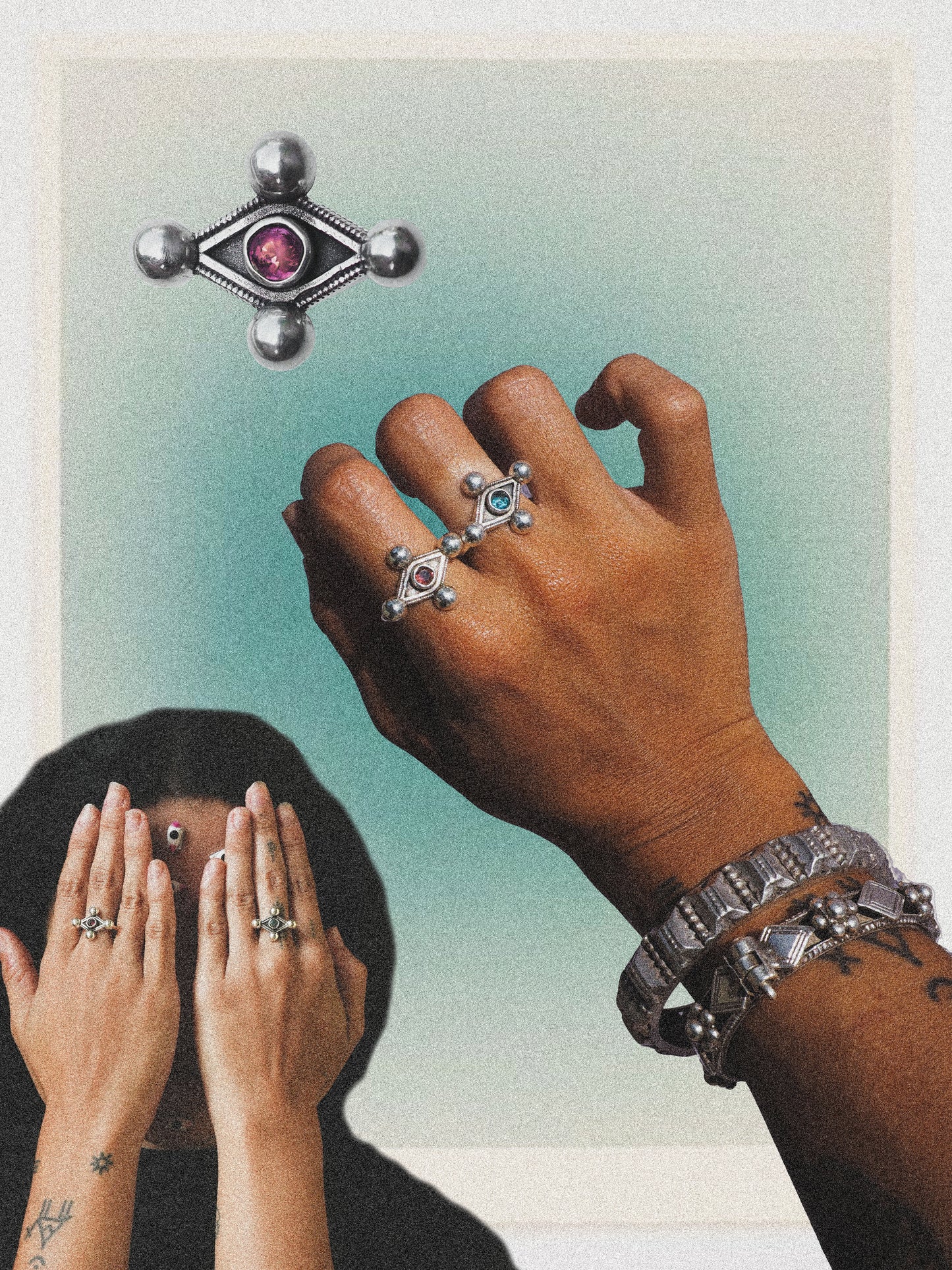 N33- Nazar Ring Tourmaline & Apatite Silver 925