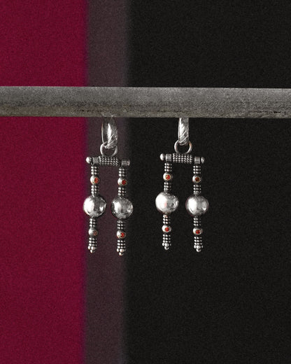 N29 - Mandiri Earrings with Red and Pink Garnet