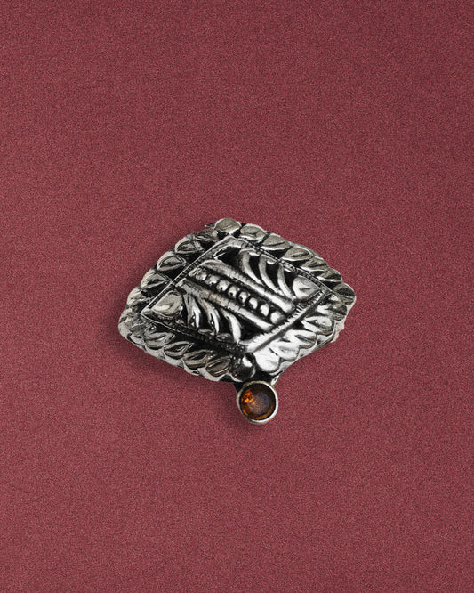 N04 - Adjustable Silver Ring with faceted Yellow Citrin
