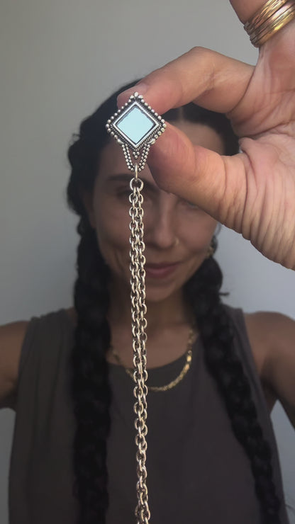 N229- Granulated Mirror Chain Earrings