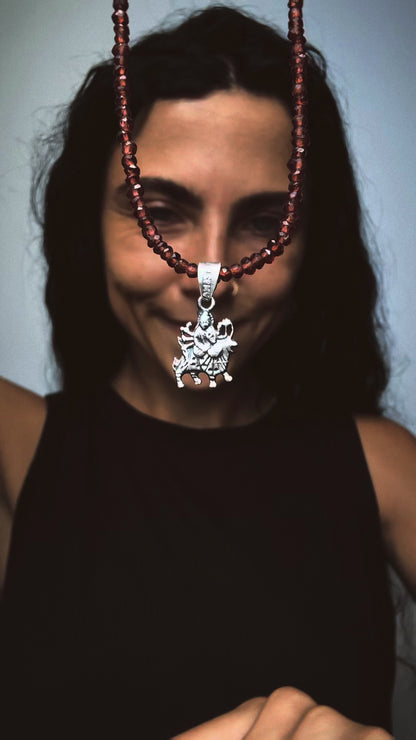 N245 – Durga Garnet Handmade Silver Choker