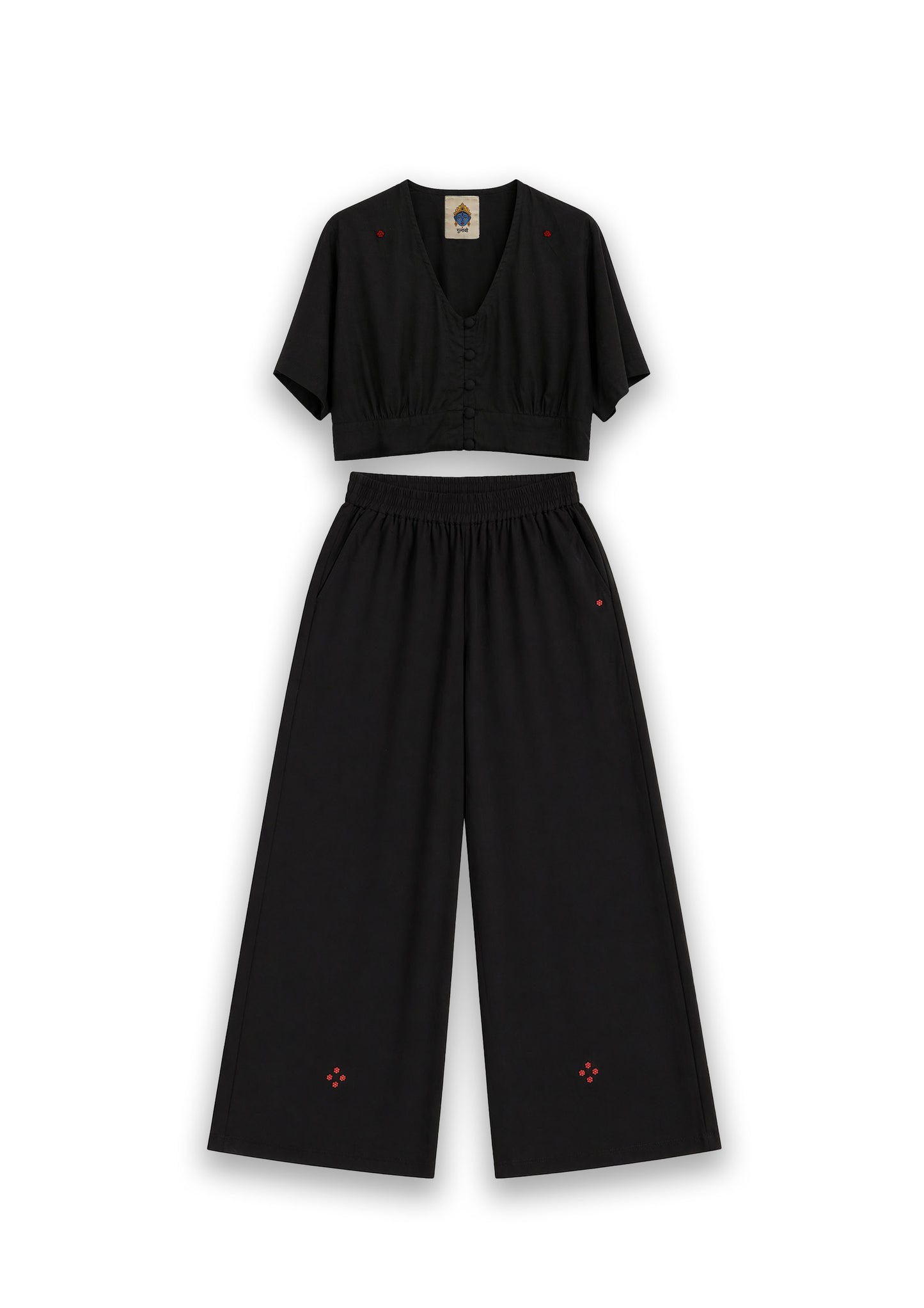 W6 – Choli & Palazzo Set | Rayon Crop Top and Wide-Leg Pants