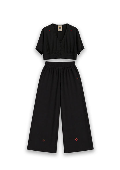 W6 – Choli & Palazzo Set | Rayon Crop Top and Wide-Leg Pants