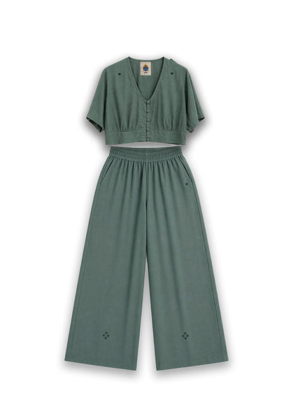 W6 – Choli & Palazzo Set | Rayon Crop Top and Wide-Leg Pants