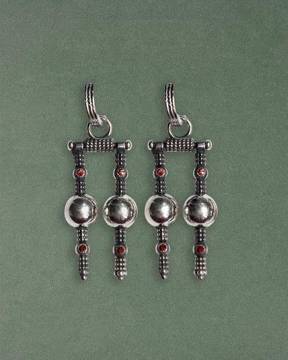 N29 - Mandiri Earrings with Red and Pink Garnet